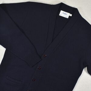 Vintage Parker Cardigan Sweater Mens Medium Navy Blue Wool Knit Made In USA 80s